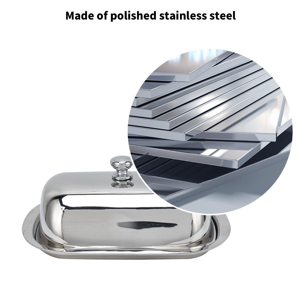 With Lid Butter Dish With Lid 304 Stainless Steel Metal Cheese Tray Home Kitchen