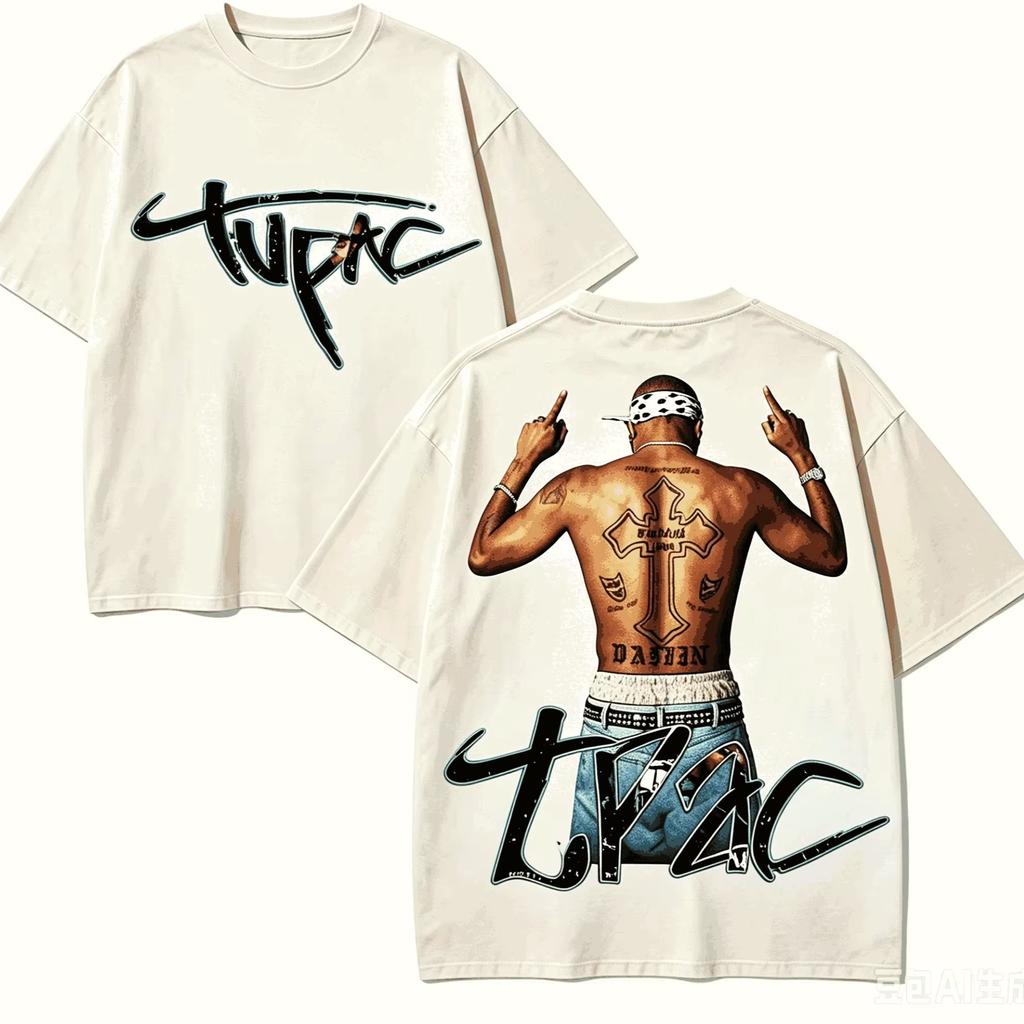 Hot Rapper Tupac Shakur Graphics Print T-shirt Men Women Hip Hop Streetwear T-shirt Casual Loose Short Sleeve Crew Neck Summer Tops