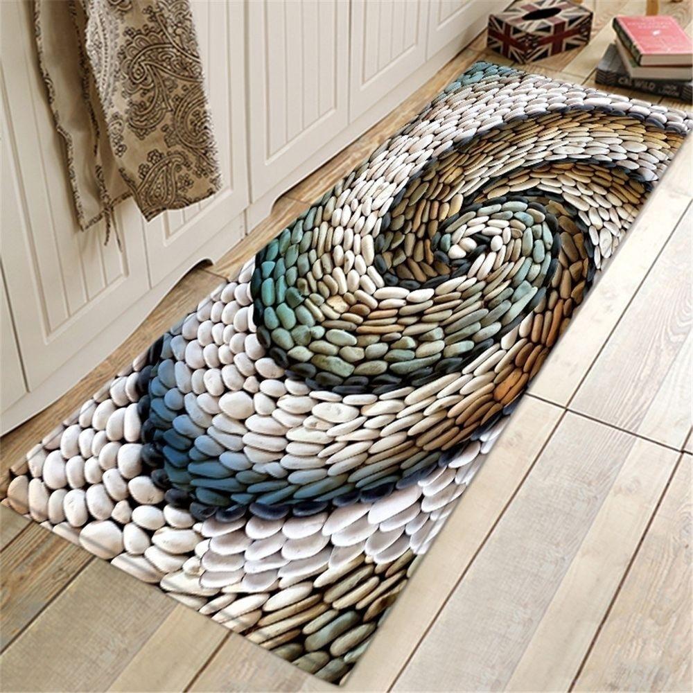 Vintage Wooden Home Carpet Mat Rug - Colorful Patchwork & Ocean Shell Design for Living Room Bedroom Home Decoration Floor Mat