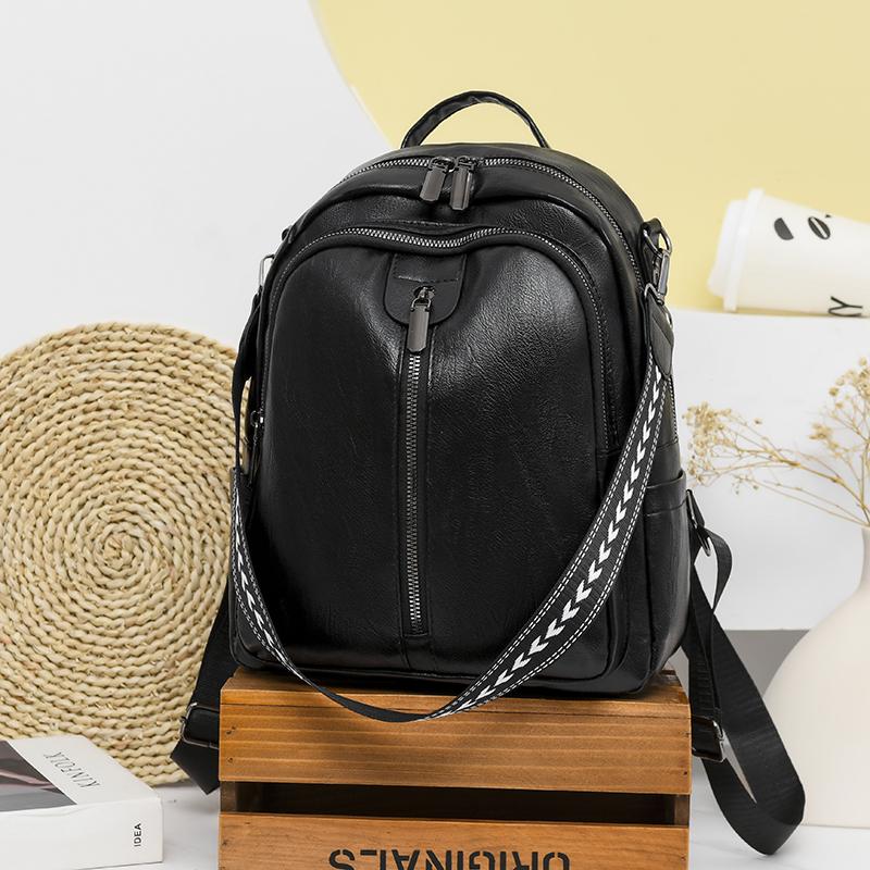 Leather Backpack Women's Zipper Bag Small Backpack