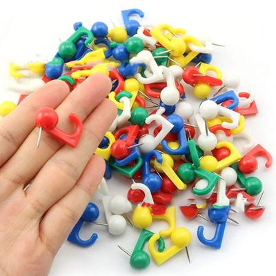 50Pcs Push Pin Hooks Plastic Heads Thumbtack Hooks Decorative Thumb Tacks Hook Back Push Pins Hook For Cork Board