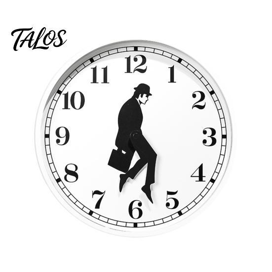 Home Decor Clock Man Silhouette Wall Clock, Silent Non-Ticking Round Hanging Decorative White Frame Digital Analog for Office Bedroom Living