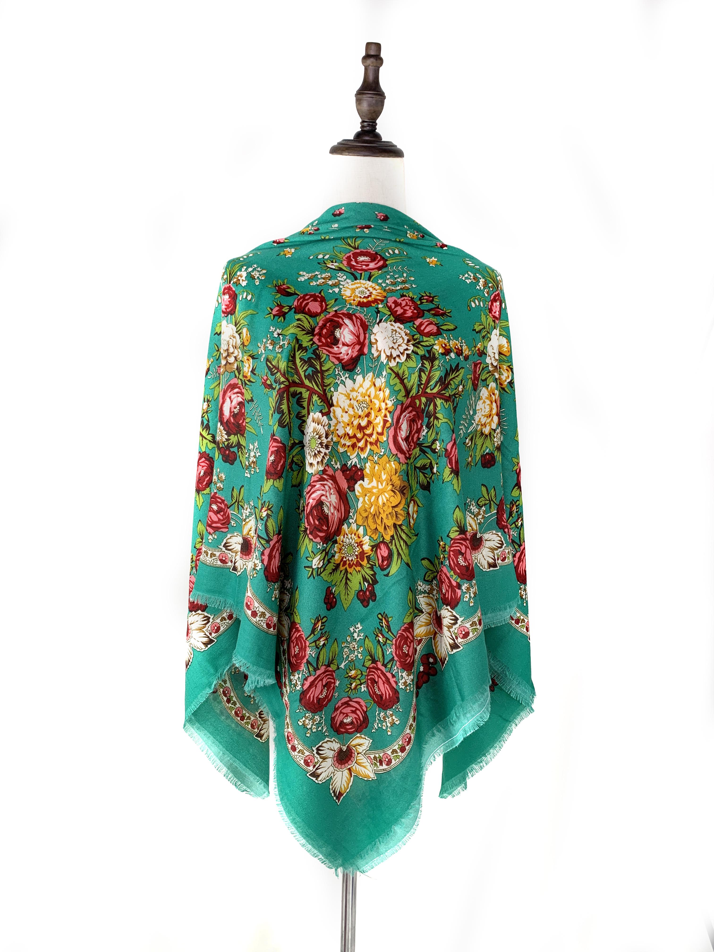 

130*130см Дышащий Тонкий Русский Квадратный Платок Женский Роскошный Цветочный Принт Украинская Шаль Бандана Фуляр Пляжные Столы Шарфы