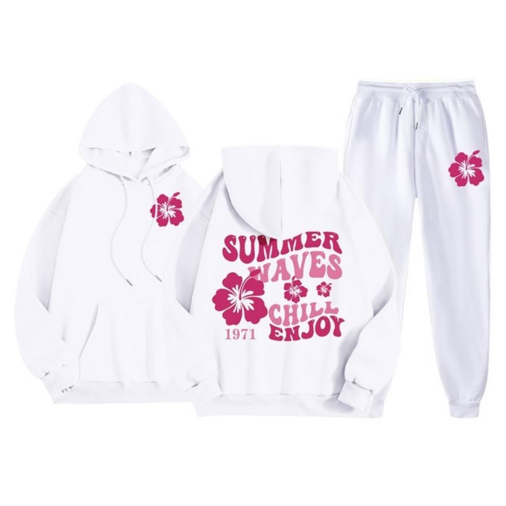 Autunno 2024 Set Felpe con Cappuccio da Donna Manica Lunga Felpe con Cappuccio+Pantaloni Sportivi Casual a Vita Alta con Coulisse Set 2 Pezzi Y2K