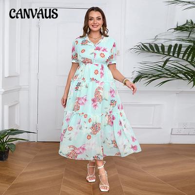 Summer Women's Plus Size Dress Ruffled Big Swing Long Dress