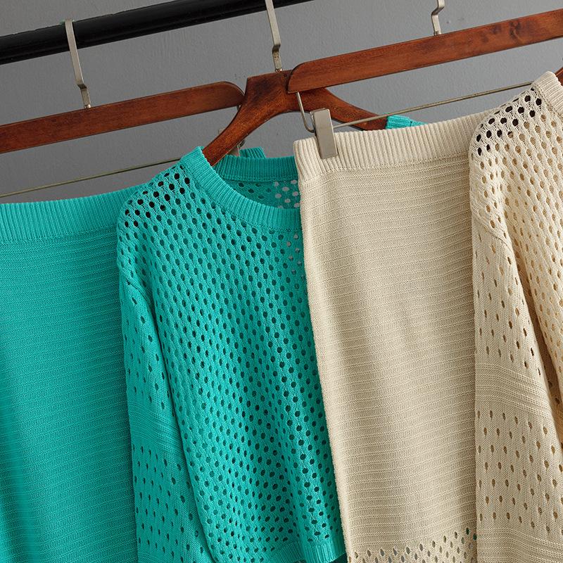 2026 Summer Casual Temperament Commuter Women Wear Y2k Harajuku Fashion New Hollow Knit Long Skirt Trend Simple Two-Piece Skirt