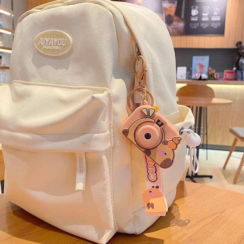 Porte-clés Pendentif Appareil Photo Projecteur Capybara - Mignonne Décoration de Sac d'École pour Étudiants, Petit Cadeau pour Couples