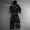 Mens Hooded Zip-Up Letter Print Tracksuit Set Casual Sportswear Lightweight Air Layer Fabric Fall