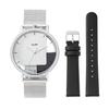 KLON INVISIBLE OVERLAPPING TILES SILVER BLACK LEATHER STRAP SET 38mm Skeleton Replacement Strap Set - - Watch, Clear, Unisex, Men's, Women's, Simple,