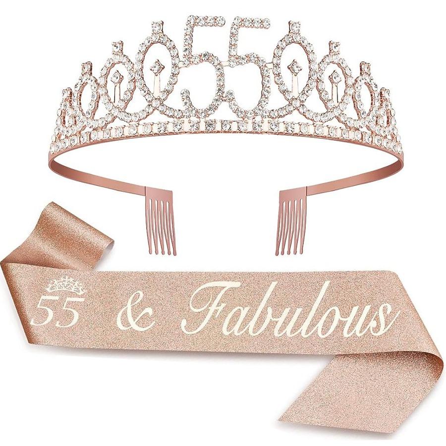 Birthday Tiara Crown Sash Women Girls 15th 20th 25th 30th 35th 40th 45th 50th 55th 60th 65th 70th Party Decoration Favor Gifts 5