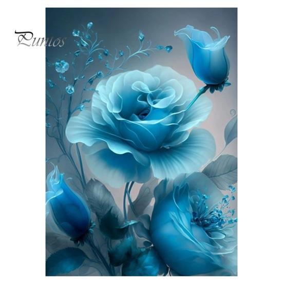 

5D DIY цветок листья узор алмазное искусство яркий цвет красочная смола для взрослых и детей стразы живопись домашний декор синий