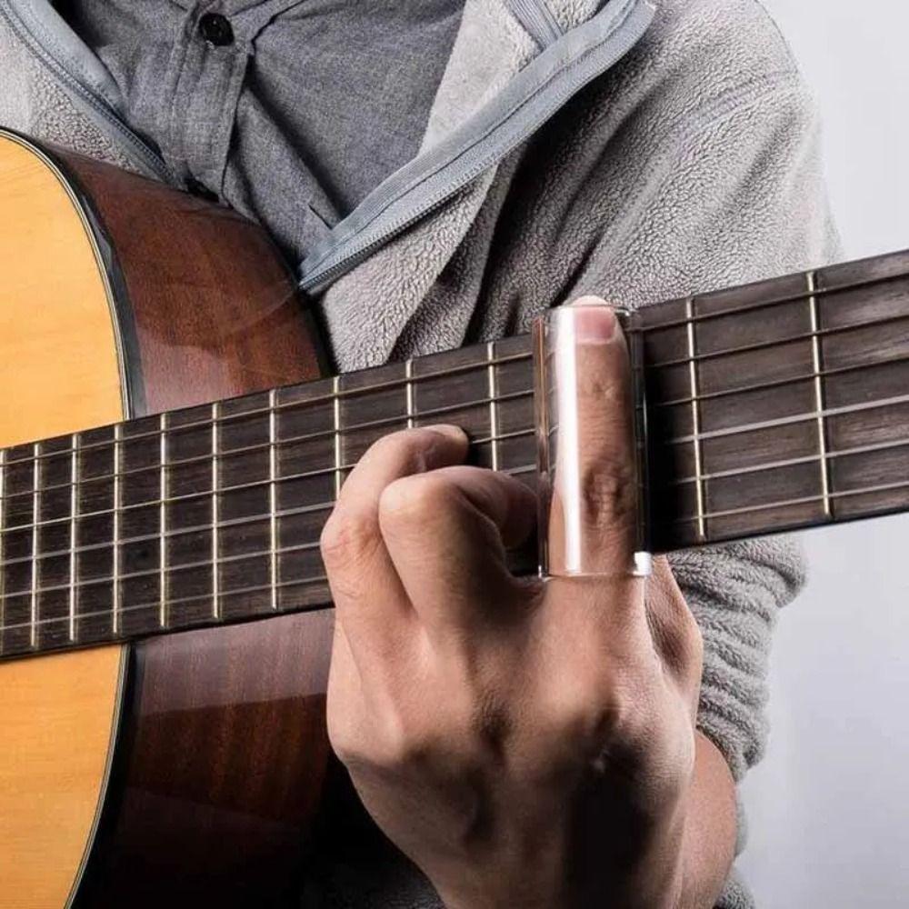 2Pcs Stainless Steel Guitar Slide Bar Set Glass Guitar Finger Sliders Guitar Pick Tube Guitarist