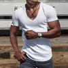 Men Shirt V-Neck Solid Color Breathable Sweat Absorption Quick Dry Dress-up Washable Summer Men Sports T-Shirt Pullover Top for Men