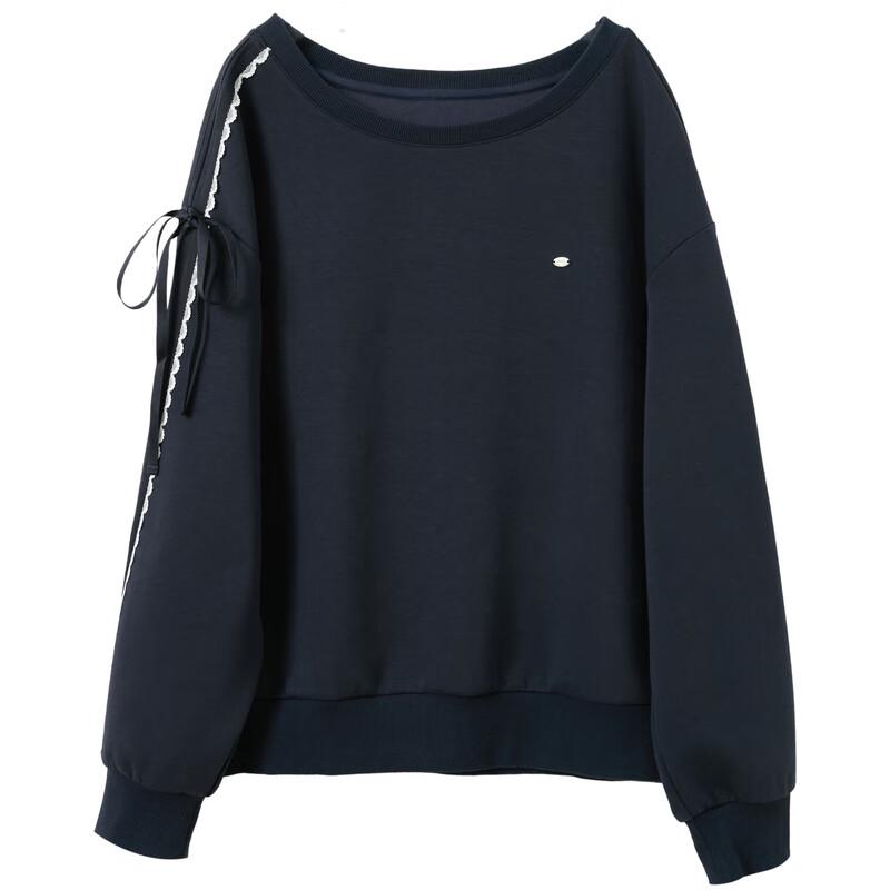 Sancai 2025 Autumn Casual Round Neck Bowknot Sweatshirt