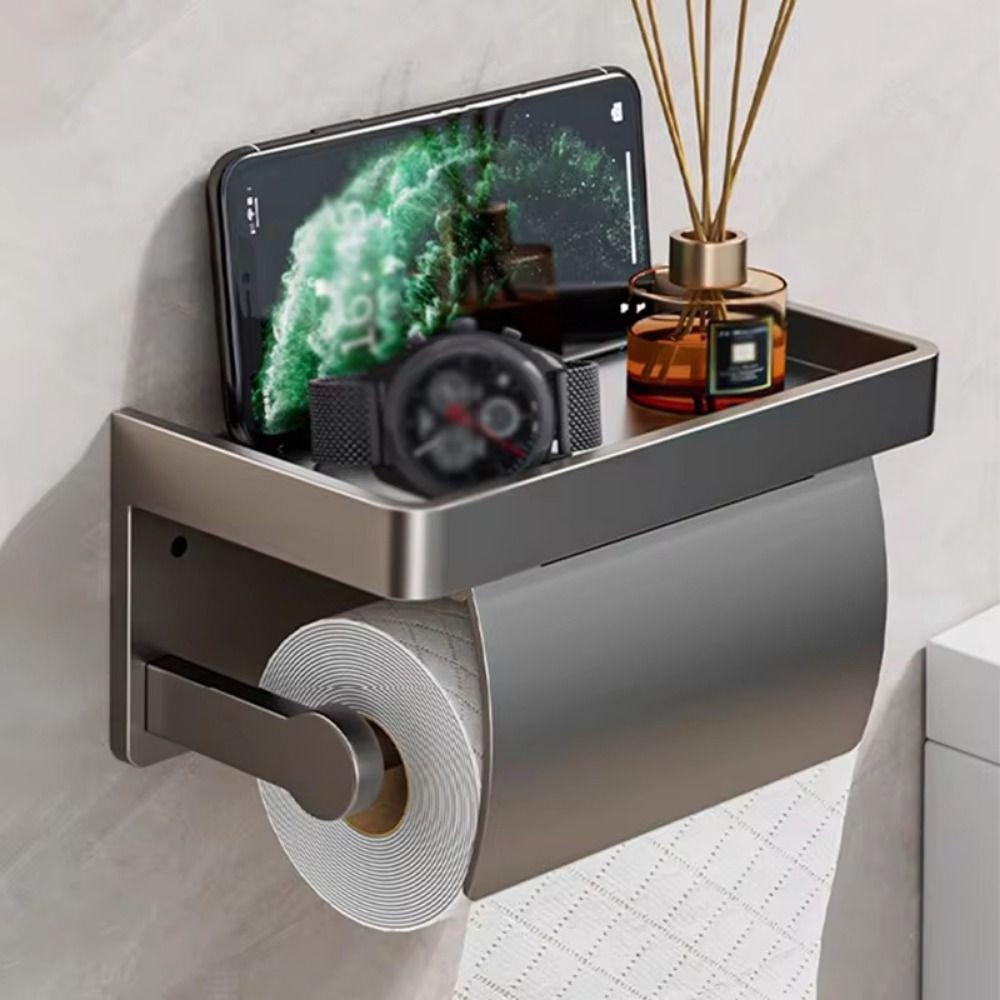 Punch-free Bathroom Tissue Self Baffle Design Tissue Roll Hanger Toilet Paper Holder  Home