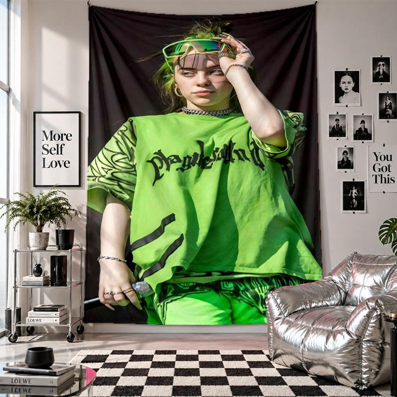 Wall TapestryBillie Eilish Art Hanging Cloth Decorative Background Cover for Room Decoration