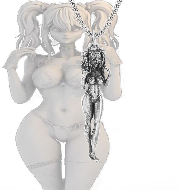 

Посеребренная аниме меха красивая девушка девушка кулон ожерелье для мужчин и женщин хип-хоп рок панк модные ювелирные изделия подарок