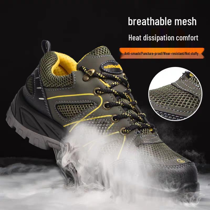 Men's Summer Breathable Work Shoes - Anti-Smash, Anti-Puncture, Oil & Acid Resistant, Odor-Free, Comfortable, Wear-Resistant.