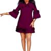 2024 Summer Plus Size Women's Loose Tie Ruffle Dress