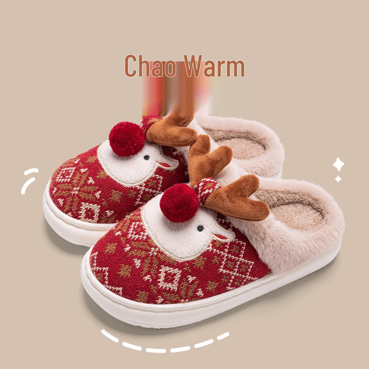 

Christmas Cotton Slippers: Cute Reindeer Design for Men and Women, Non-Slip Winter Home Footwear 40-41