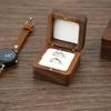 Multifunctional Small Jewelry Box Square Shape Organizer Mini Wooden Ring Box Soft Interior Holder for Proposal Wedding