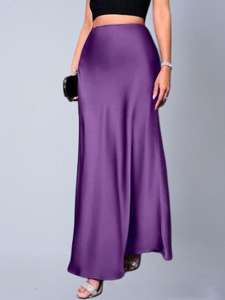 European & American Women's Imitation Silk Long Skirt, 2025 Spring/Autumn Collection