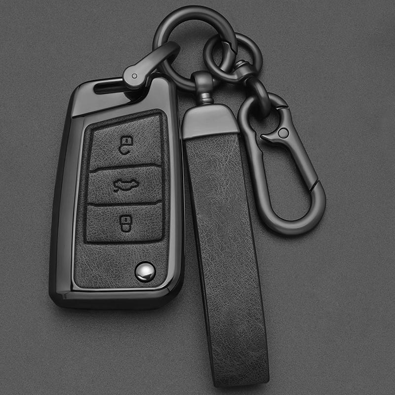 Styling Mouldings 1set Alloy Style Car Key Case Cover Shell Fob For VW Volkswagen Golf 7 MK7 Tiguan MK2 For SEAT Ateca Leon FR 2