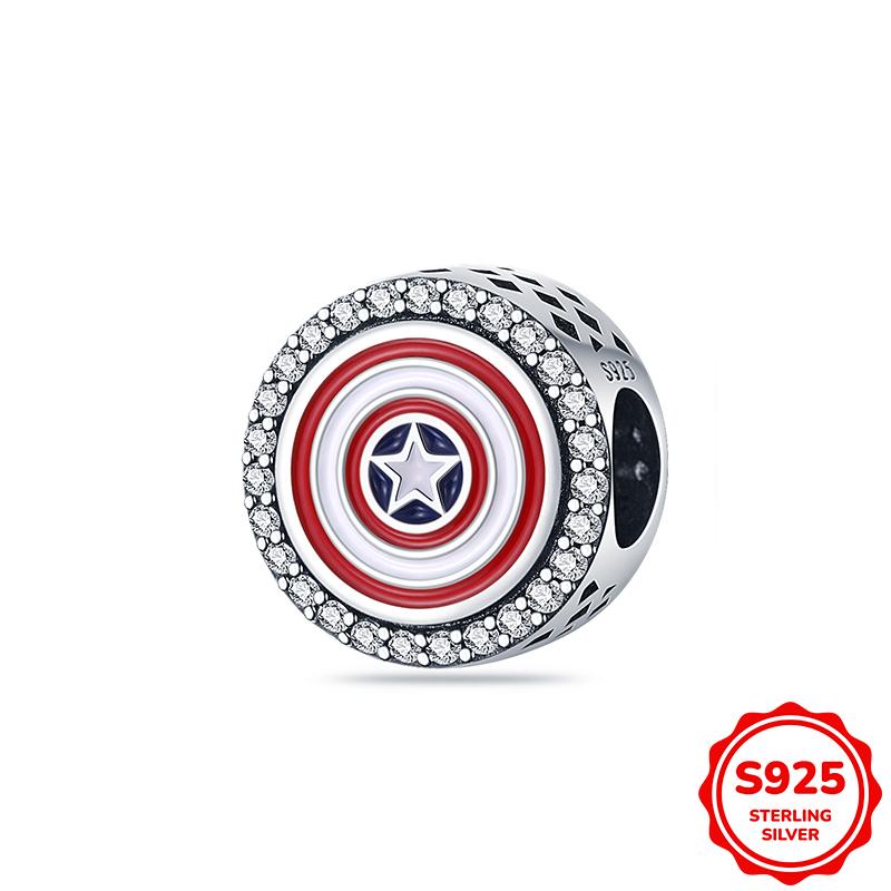 Marvel Spider-Man Und Captain Americas Schild Anhänger Charm Perle Passend für 3mm Armband Halskette Damen Anhänger Luxus DIY Schmuck Geschenk