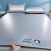 Foldable Washable Summer Ice Silk Cooling Mat Non-Slip Breathable Bed Pad with Pillowcases for Home Dormitory Daily Sleeping