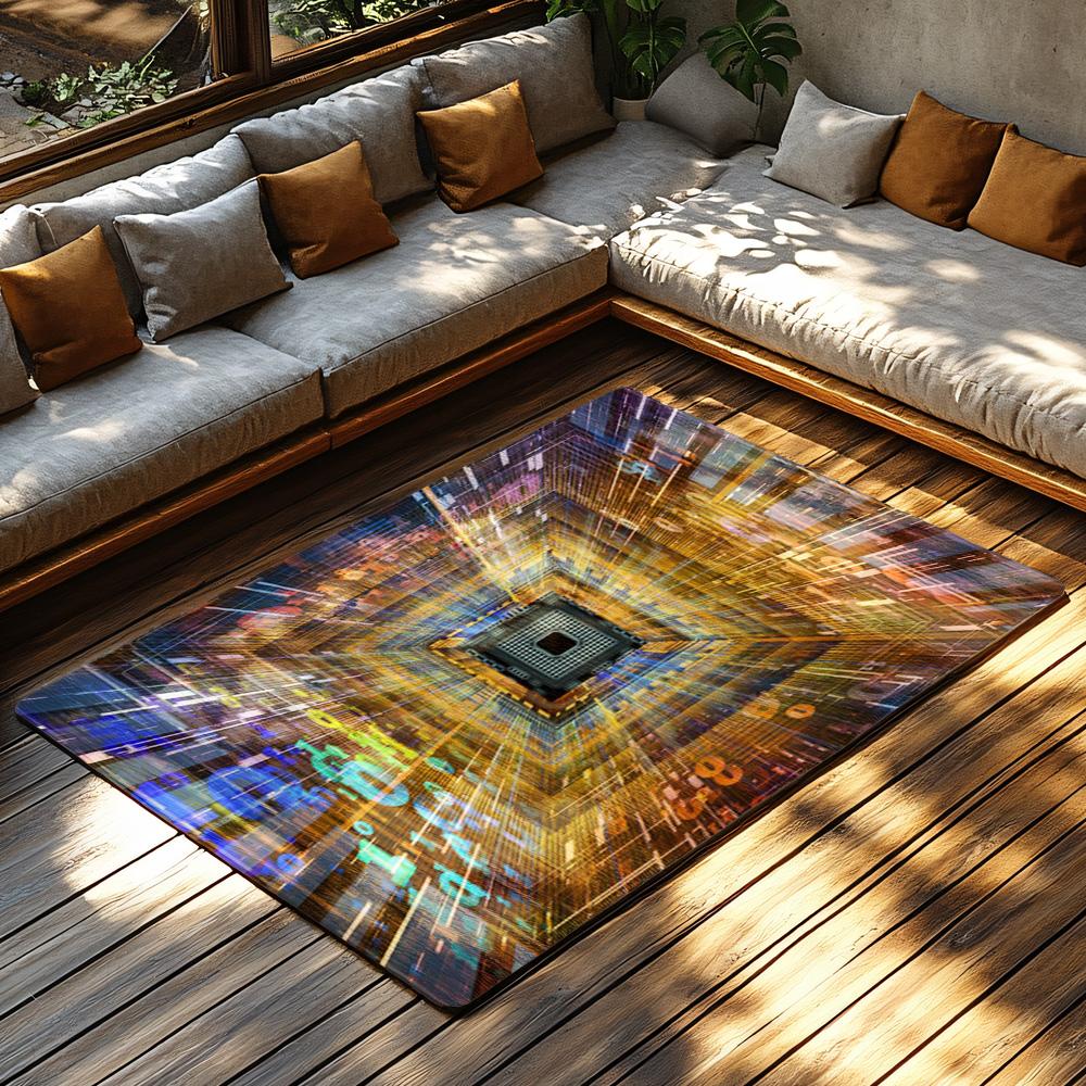 Tuniu Abstract Geometric Warp Speed Rug Mat for Living Room Bedroom Kitchen Floor Decor