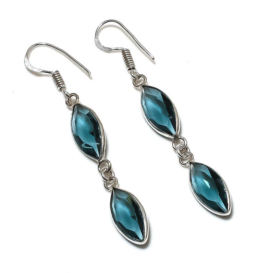 

Natural Iolite Quartz Gemstone 925 Sterling Silver Jewelry Earring 2.36 M2d58