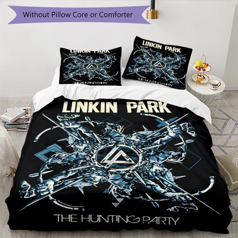 3-teiliges Linkin Park1 Design Bettwäsche-Set - HD-bedruckte Bettwäsche mit 1 Bettbezug und 2 Kissenbezügen - Perfekt für die Dekoration von Zuhause und Studentenwohnheim