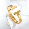 New H Fashion Stainless Steel Light Luxury Double T Open Spring Clasp Women's Bracelet