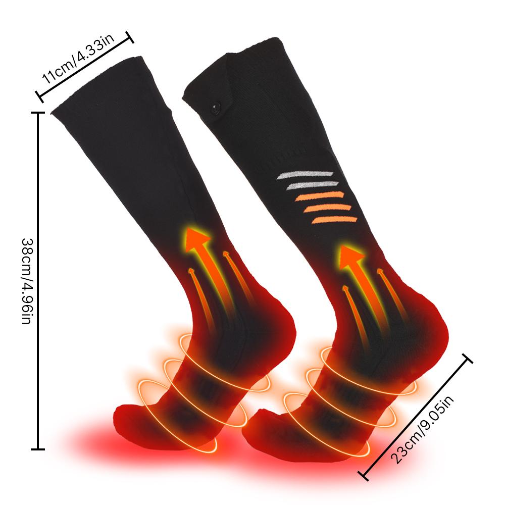 Elektrisch beheizte Socken 2*5000mAh Wiederaufladbare Batteriebetriebene Fußwärmer mit 3 Temperaturen APP-Steuerung Kniehoch