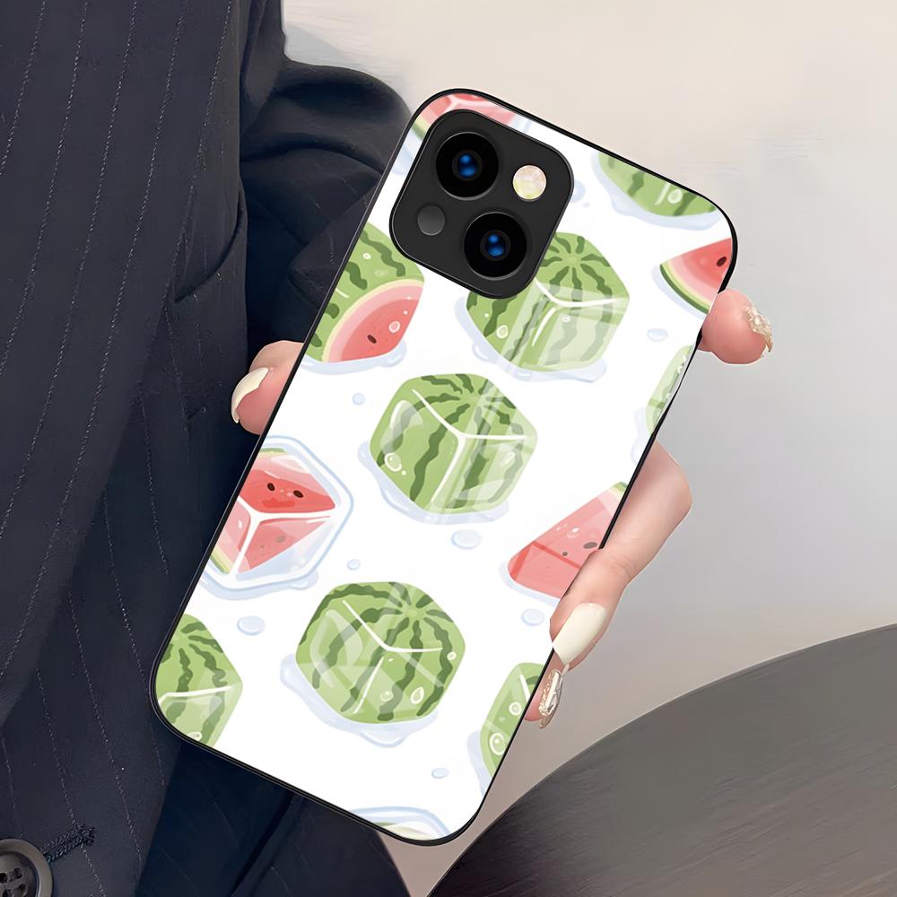 Cartoon Fruit Watermelon Phone Case For IPhone 17 Pro Max 15 Pro 16 14 Plus 12 13 Mini 11 Pro Shockproof Glass Cover