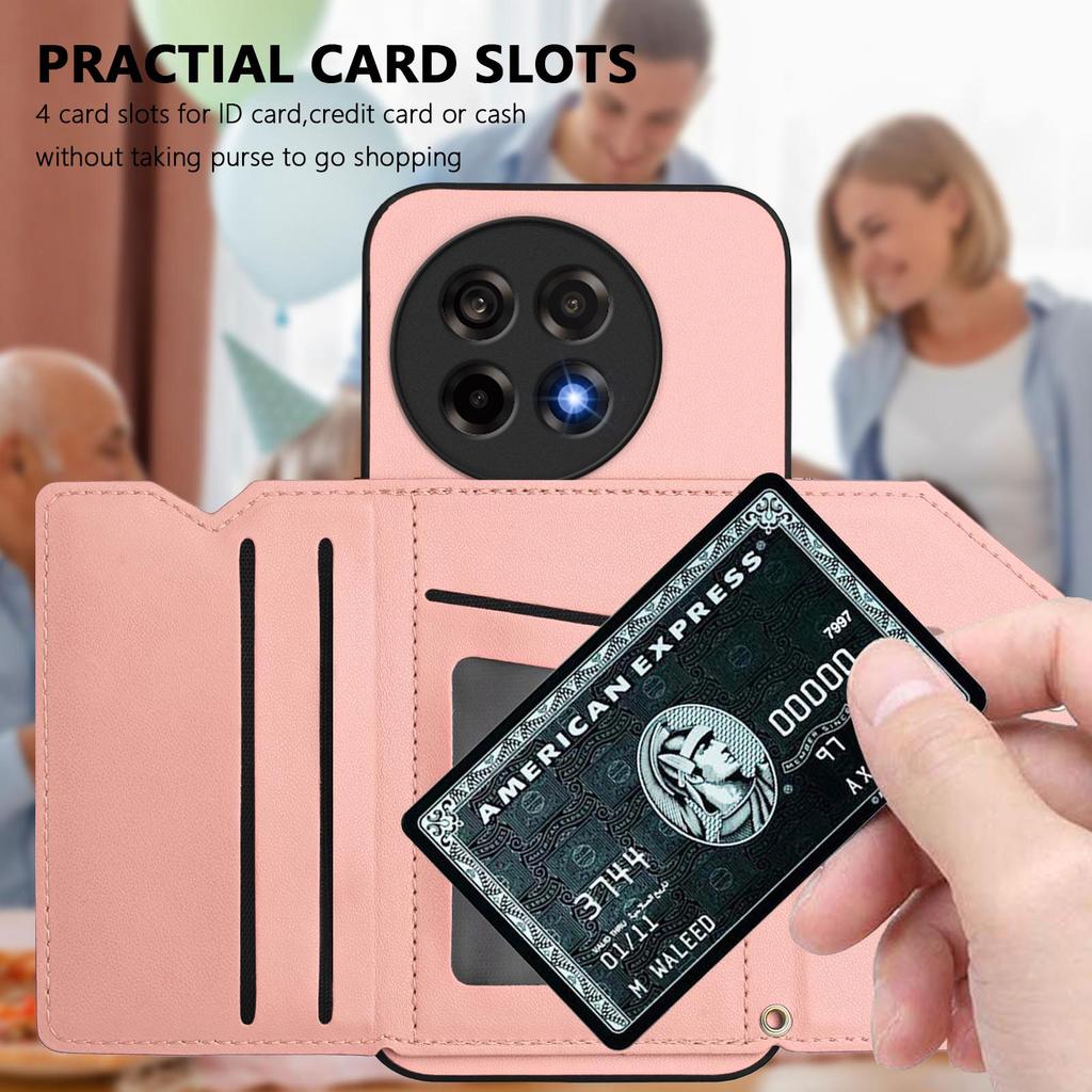 For OnePlus Ace 5 5G/OnePlus Ace 5 Pro 5G/OnePlus 13R 5G Case Card Holder Kickstand Skin-Touch Phone Cover with Wrist Strap