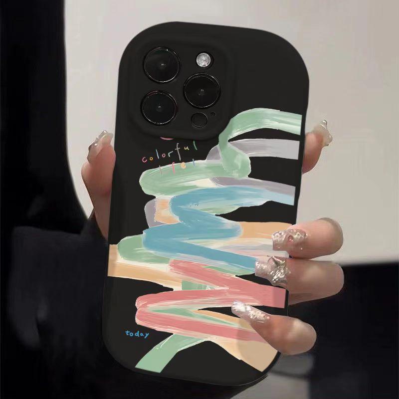 Rainbow Doodle Is Suitable for Apple 16pro, Cartoon 15promax Phone Case 14plus Creative 13 Matte for 12 Minutes
