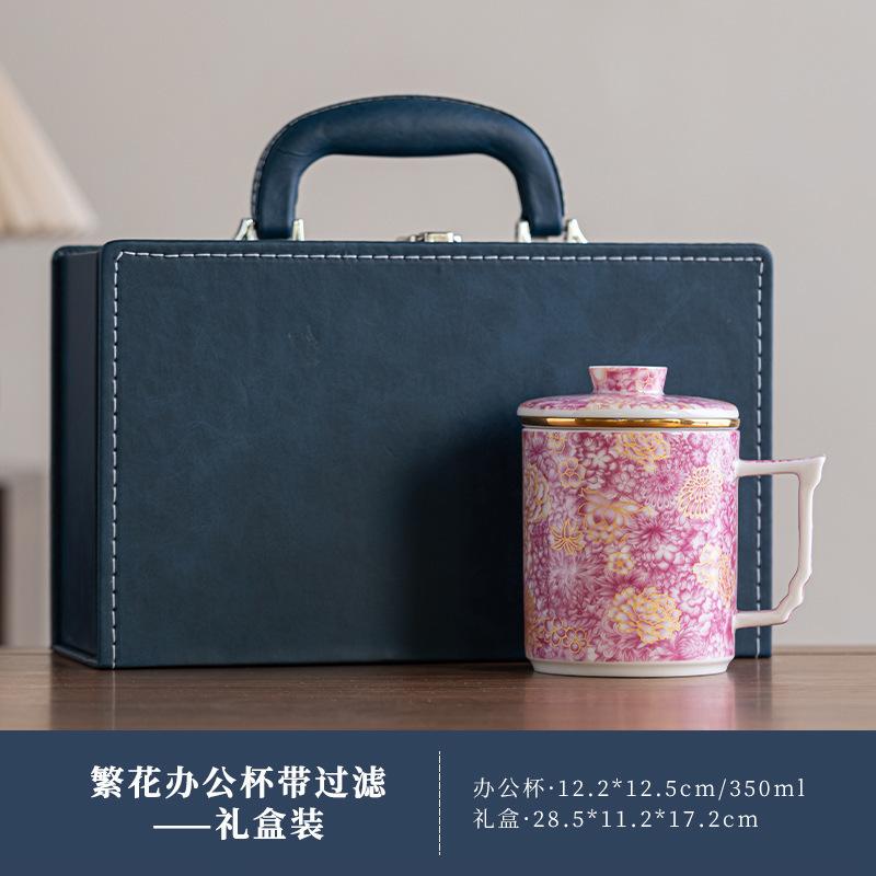 Enamel Ceramic Mug Office Creative National Trend Tea Cup Cultural Box Holiday Practical Gift
