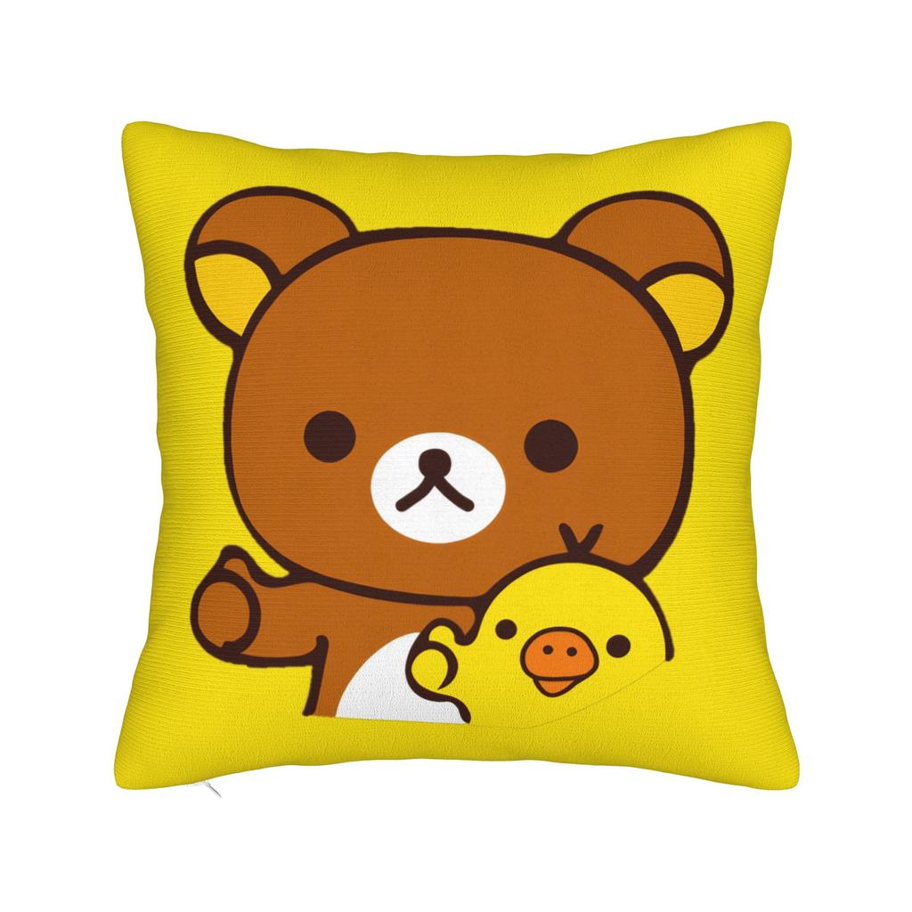 Rilakkumas Cartoon Square Pillow Covers Polyester Home Cushion Cover Funny Decorative Throw Pillow Case 4040