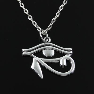 New Fashion Eye Of Horus Pendant Silver Necklace for Men Women Ancient Egypt Jewelry Gift Round Cross Chain