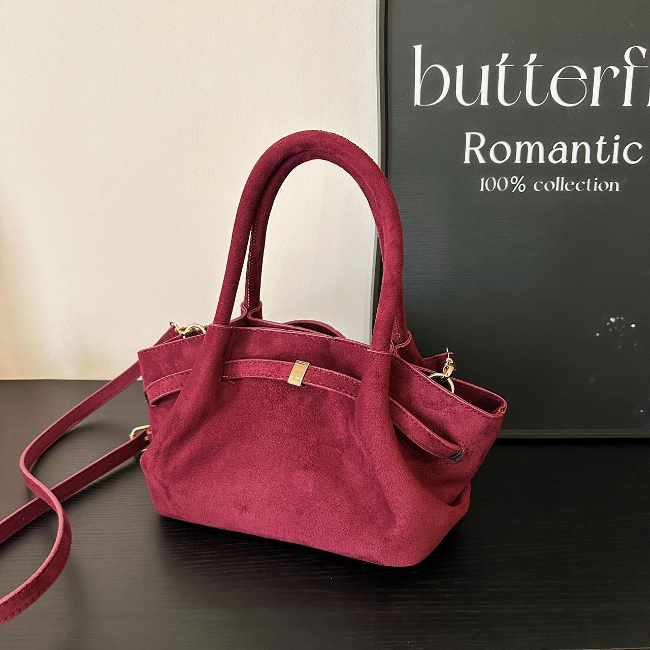 

High Quality Luxury Suede Tote Bag 2026 Trendy Fashiable Wing Bag Wrinkled Women s Large Capacity Underarms Bags винный