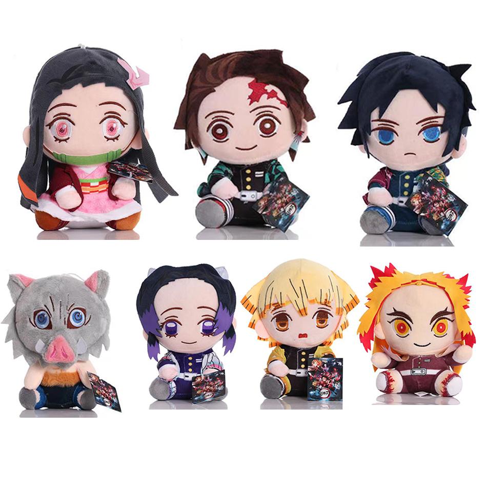 New 20cm Hot Demon Slayer Plush Dolls Lovely Anime Kimetsu No Yaiba Kamado Tanjirou Nezuko Zenitsu Kyoujurou Toys Kids Gifts