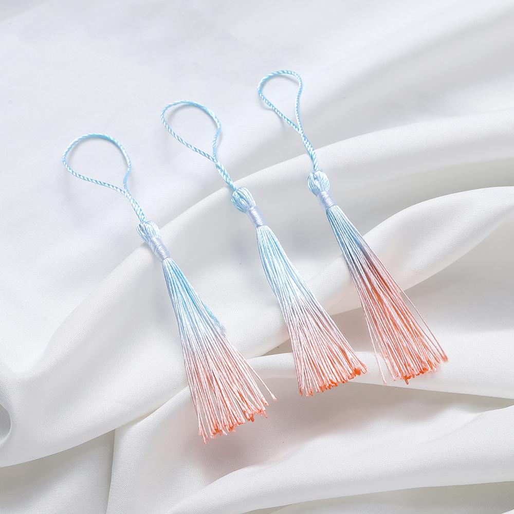 10Pcs Gradient Color 13cm Tassels Polyester Silk Tassel Fringe Crafts Jewelry for Diy Jewelry Making Pendant Decor Bookmark
