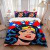 3-częściowy komplet pościeli Wonder Woman, Miękka poszewka na kołdrę i poszewki na poduszki z poliestru, Możliwość prania w pralce, Odpowiedni na wszystkie pory roku i Wystrój pokoju gościnnego260