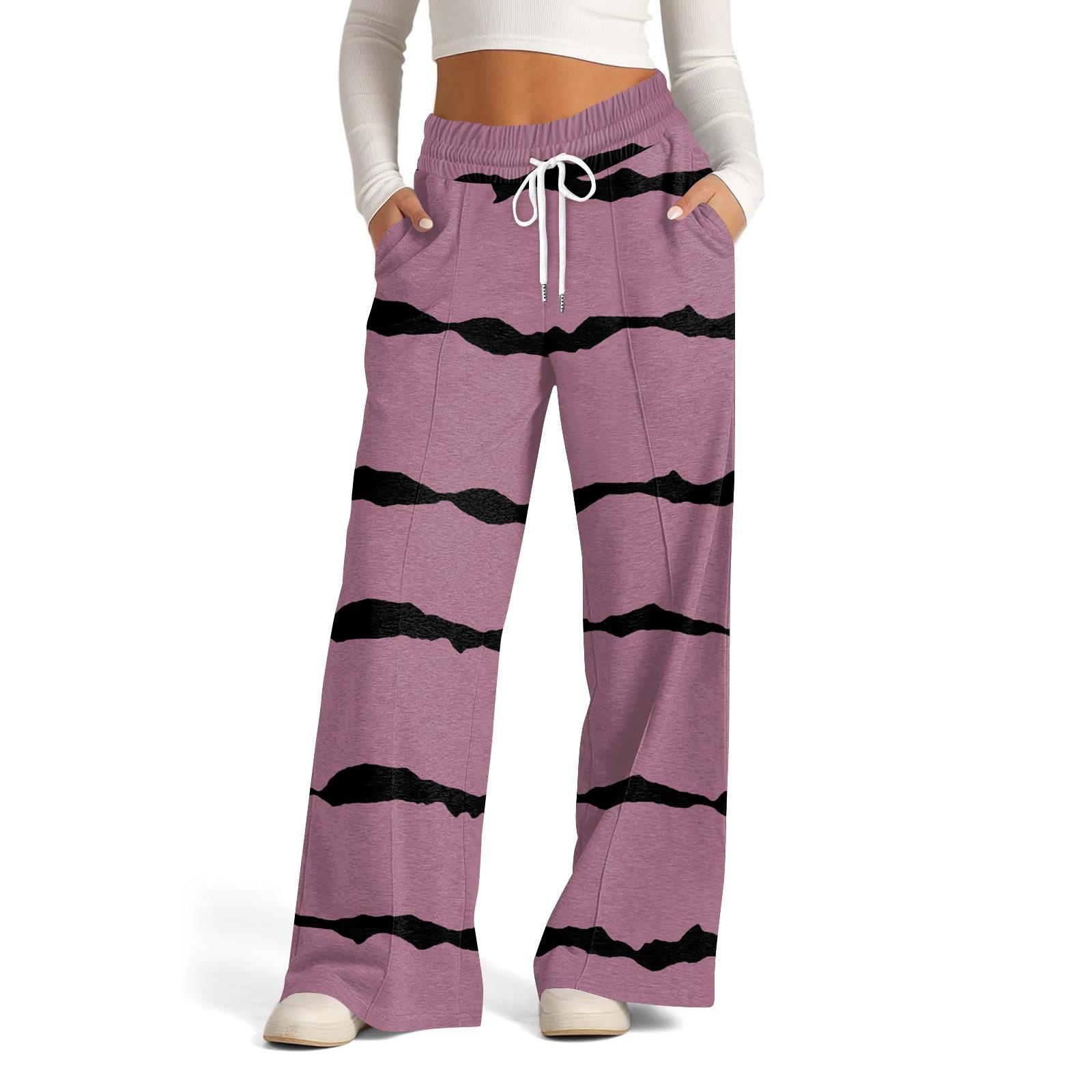 

Women s Wide Leg Casual Pants High Waist Striped Sports Pants S