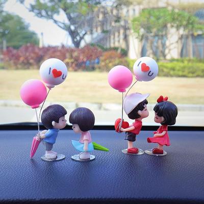 Cute Cartoon Couples Car Decoration  Action Figure Figurines Balloon Ornament Auto Interior Dashboard Accessories for Girls Gift