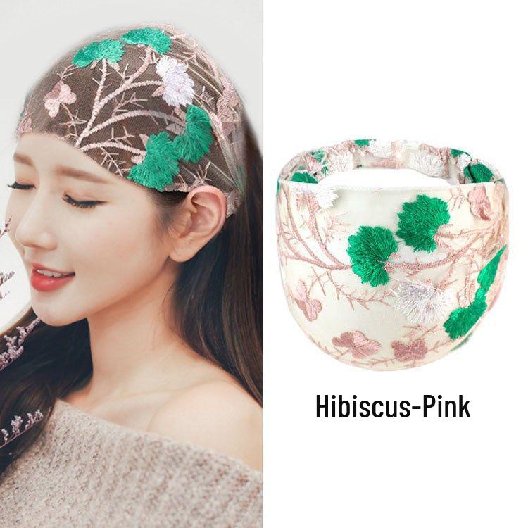 Spring & Summer Women's Embroidered Wide Headband - Sweet Korean Style Hair Accessory