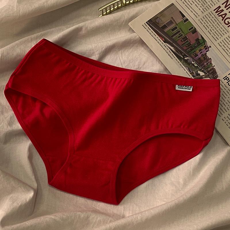 Culottes en coton pour femmes sous-vêtements pour femmes couleur unie culotte de fille taille basse sous-vêtements en coton 2XL rouge