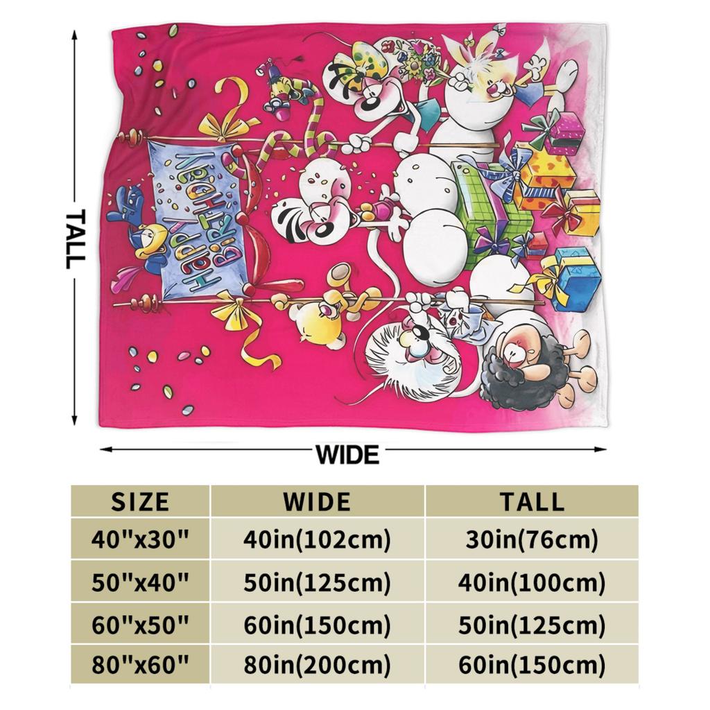 Diddl Buon Compleanno Coperta Calda Decorativa Peluche Biancheria da Letto Coperte Divertenti da Esterno Flanella Copriletto Copri Divano Letto