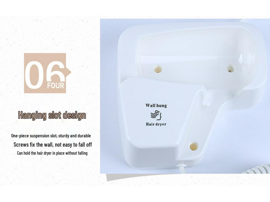 Hotel Wall-Mounted Hair Dryer for Bathroom and Toilet